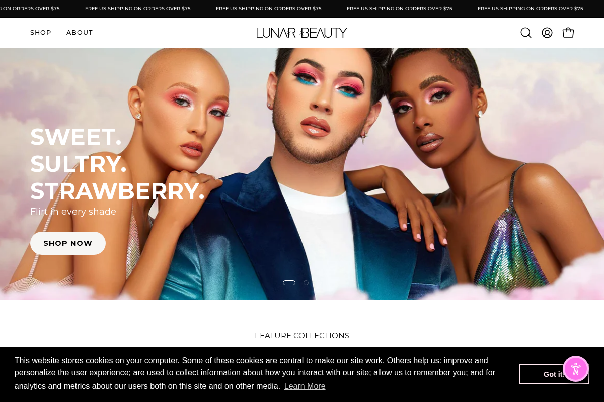 Lunarbeauty homepage screenshot