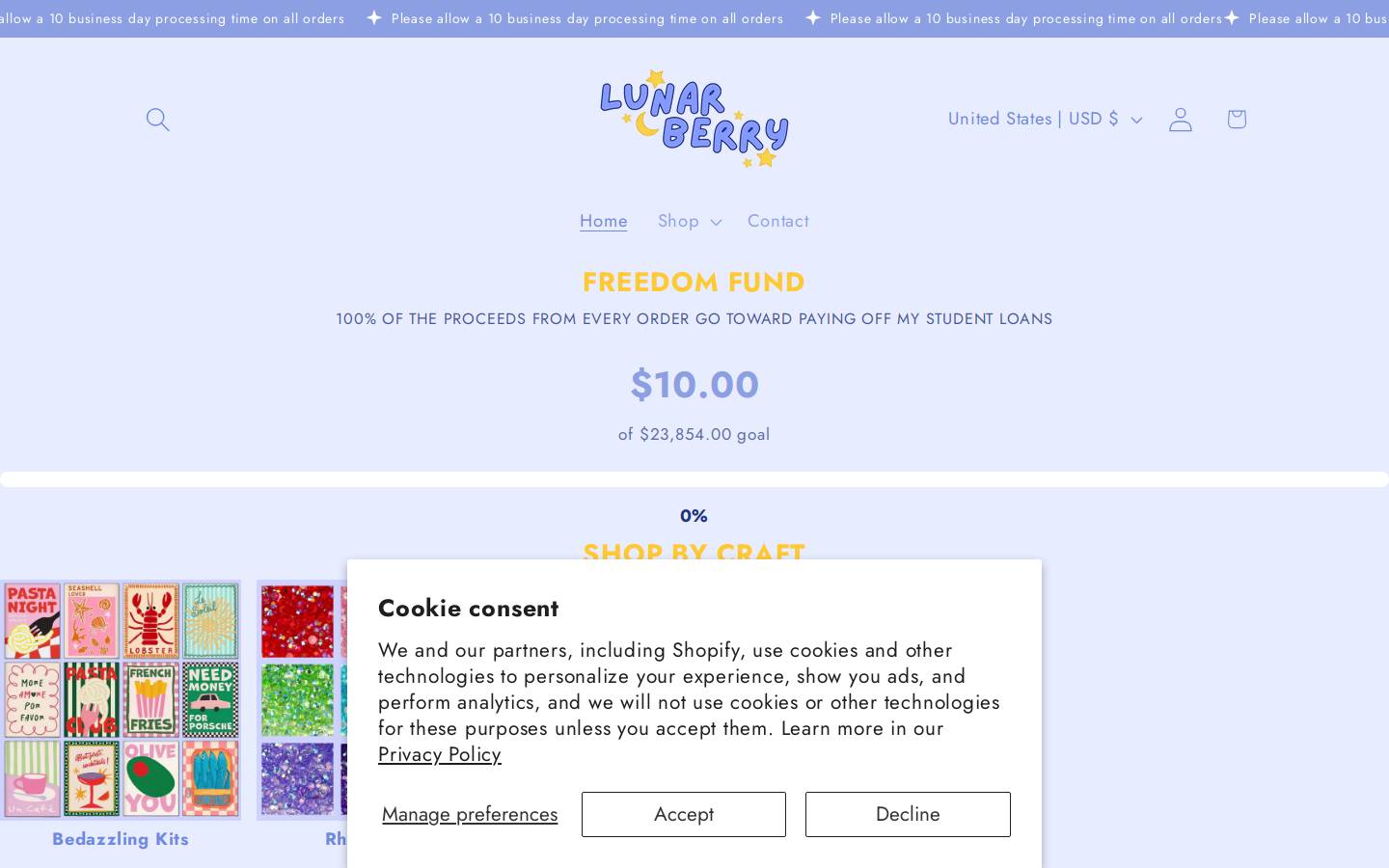 lunarberrylane.com homepage screenshot