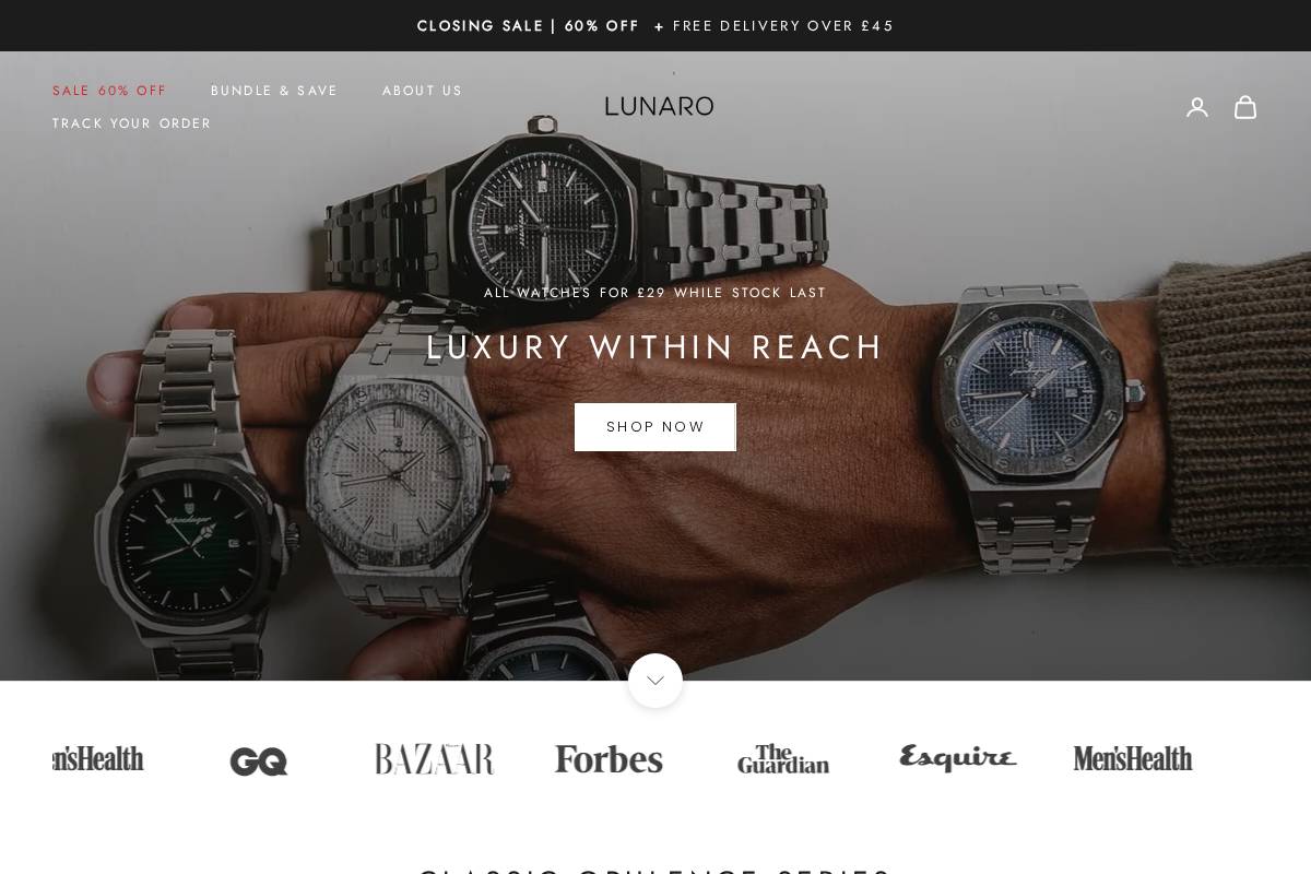 Lunarowatches homepage screenshot