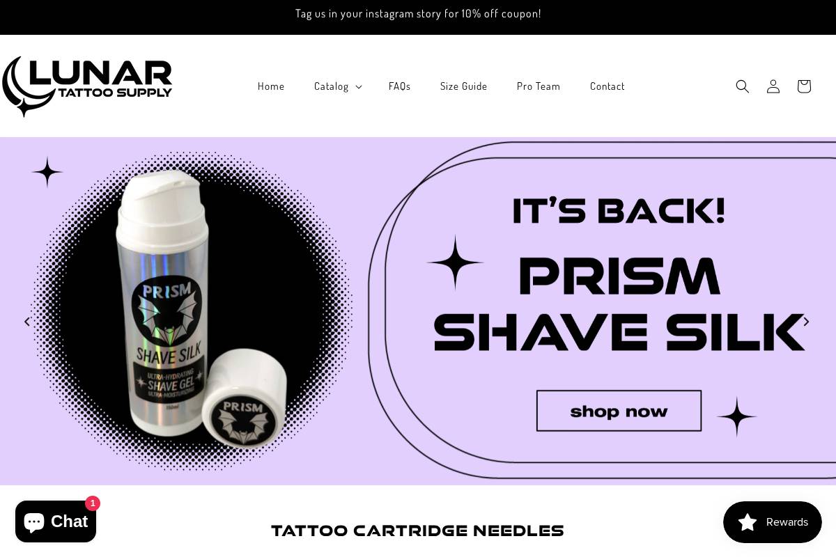 lunartattoosupply.com homepage screenshot