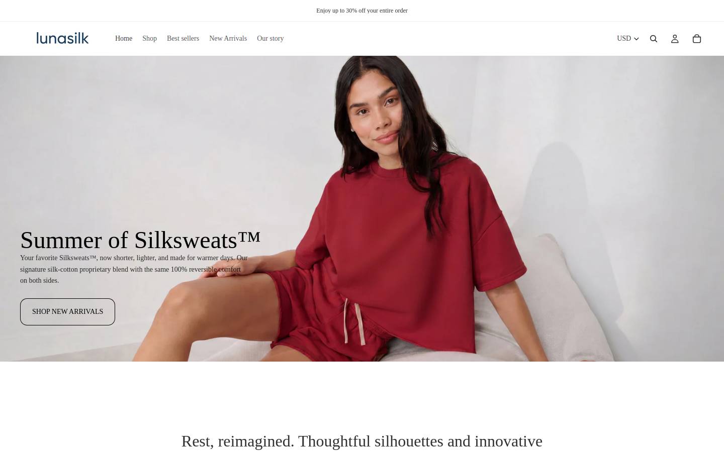 lunasilk.co homepage screenshot