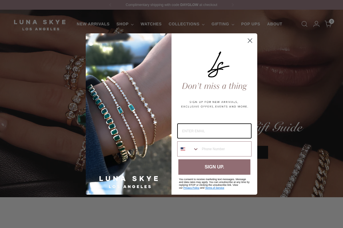 Luna Skye Jewelry homepage screenshot