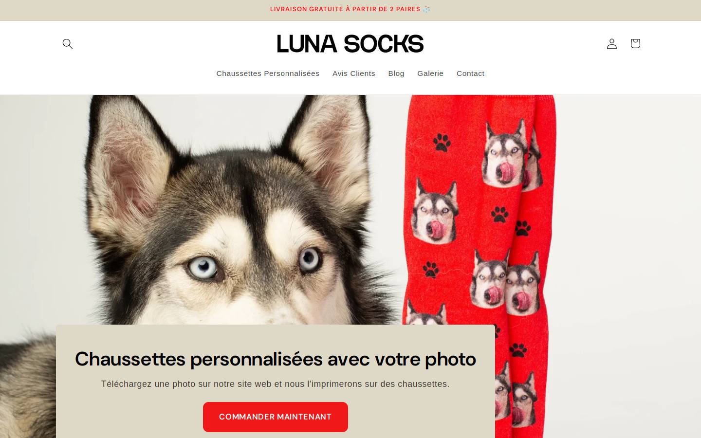 Luna Socks homepage screenshot