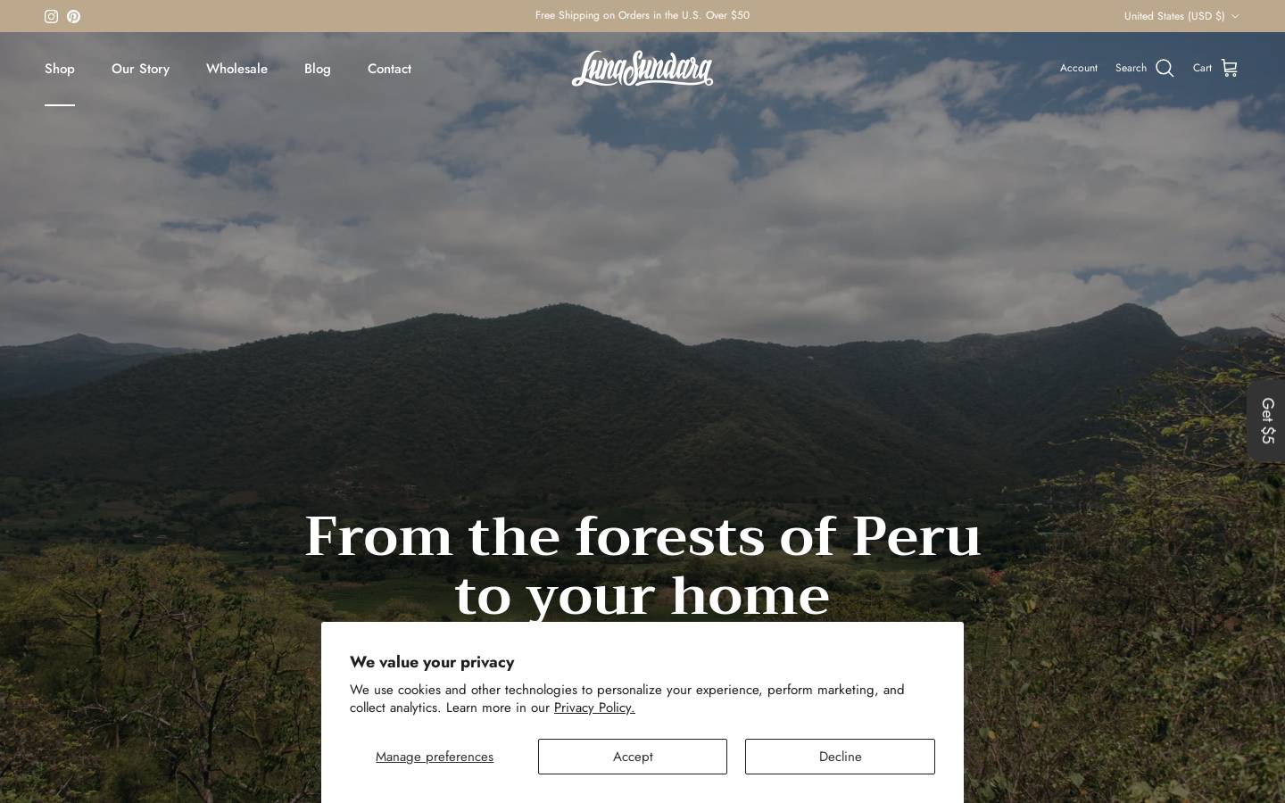 lunasundara.com homepage screenshot
