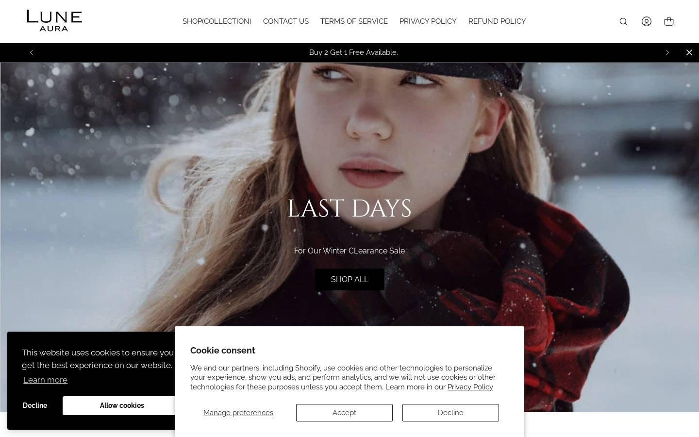 Luneaura homepage screenshot