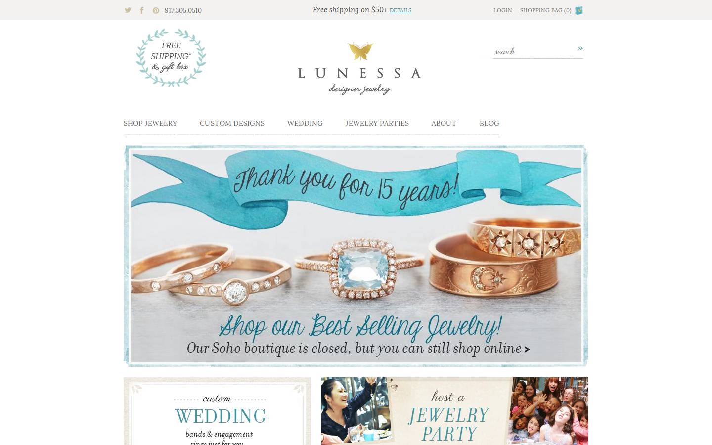Lunessa homepage screenshot