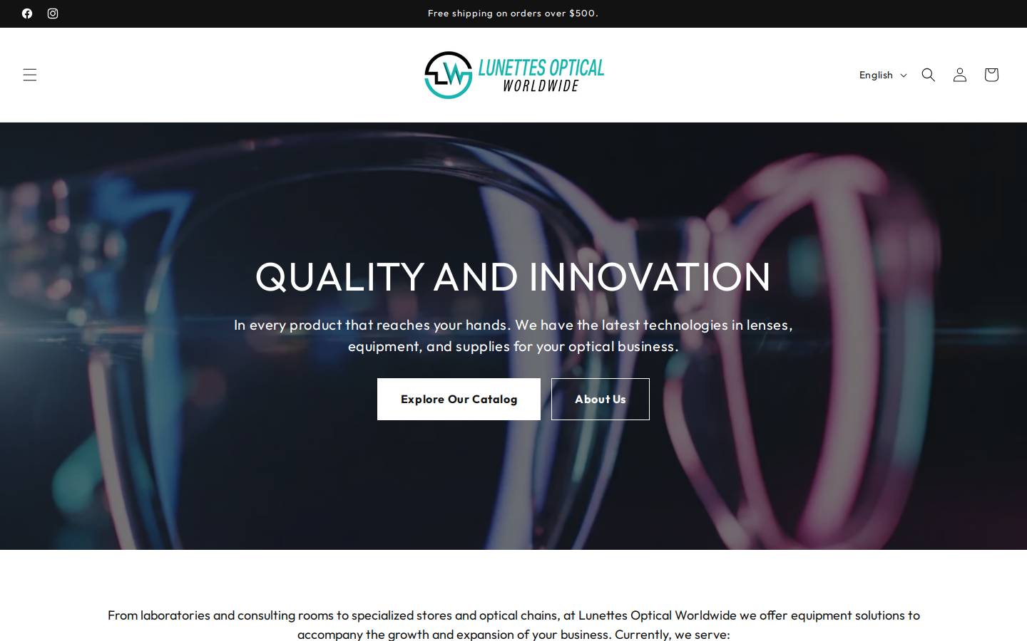 lunettesoptical.com homepage screenshot