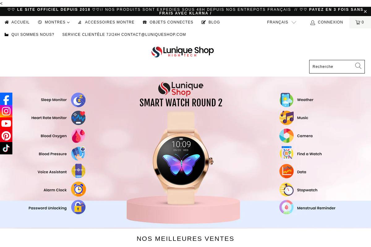 Luniqueshop homepage screenshot