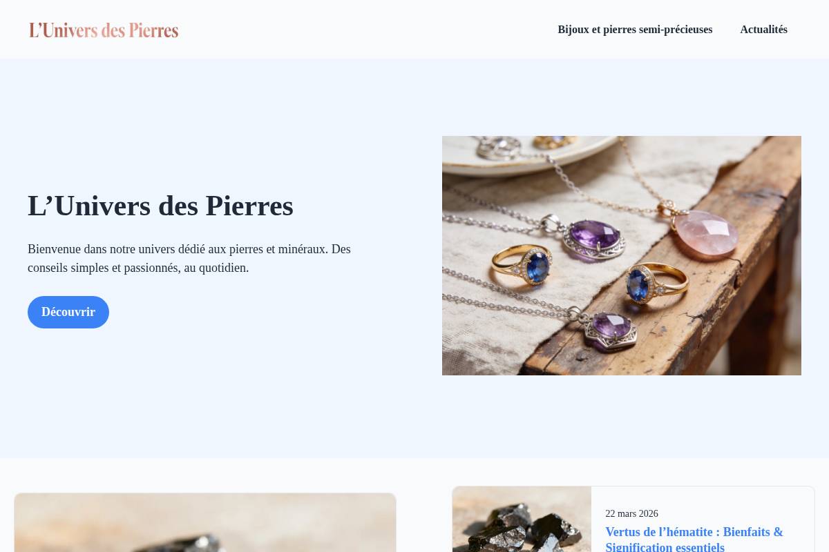 luniversdespierres.fr homepage screenshot