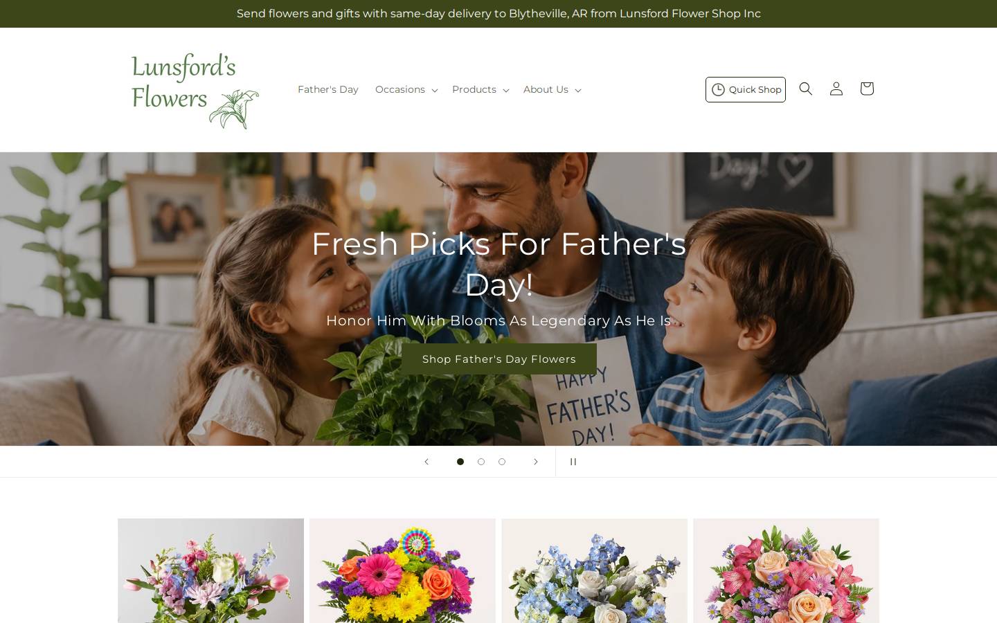 lunsfordsflowers.com homepage screenshot