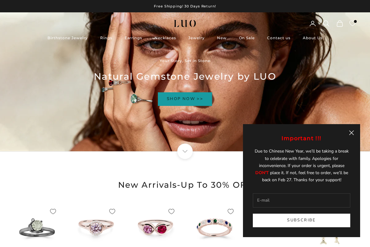 Luo Jewelry homepage screenshot