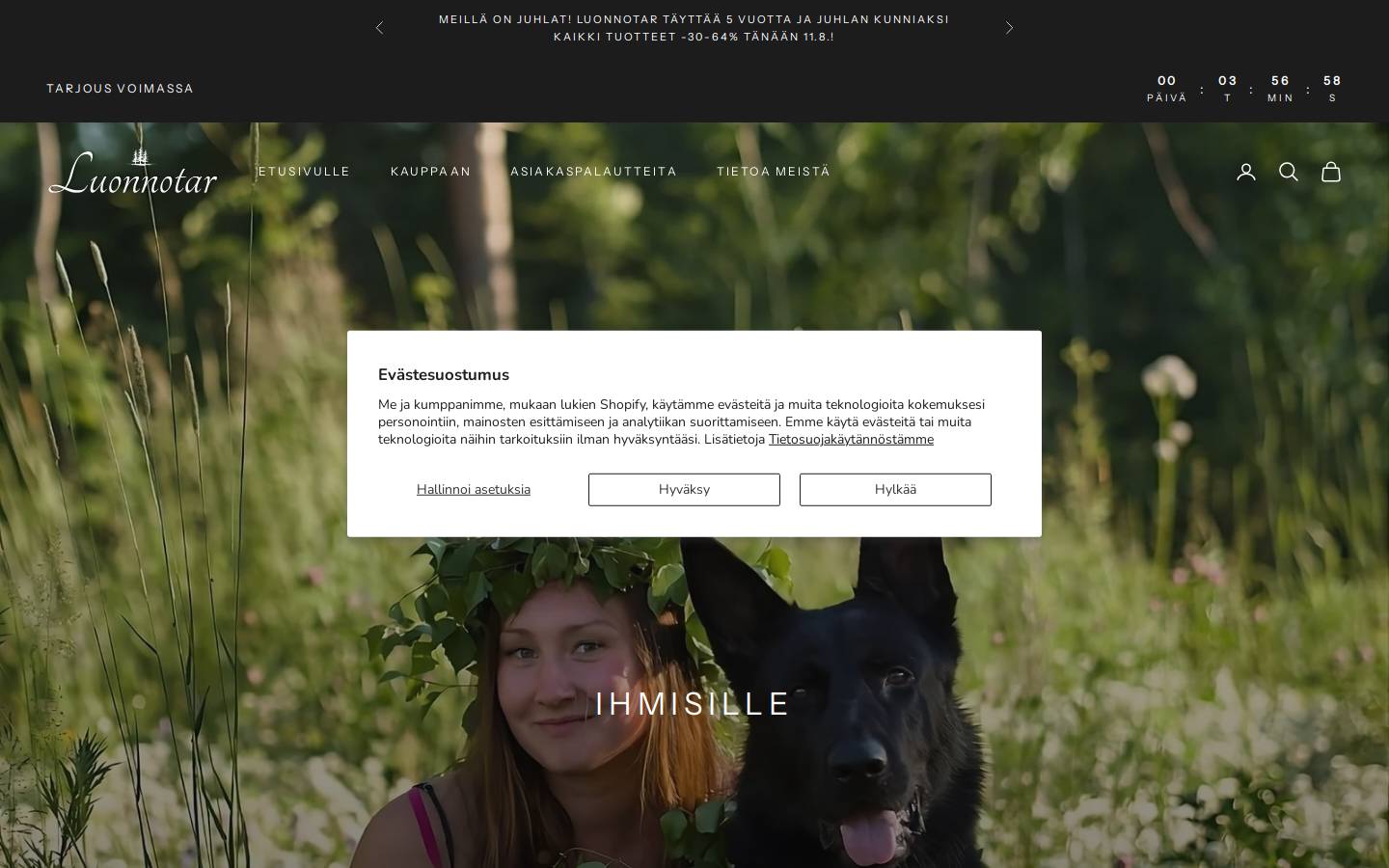 Luonnotar homepage screenshot