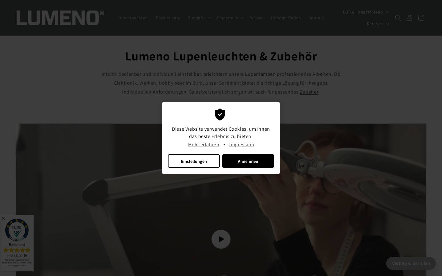 lupenleuchte.de homepage screenshot
