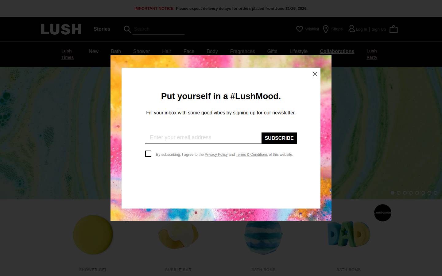 LUSH FRESH HANDMADE COSMETICS North America homepage screenshot