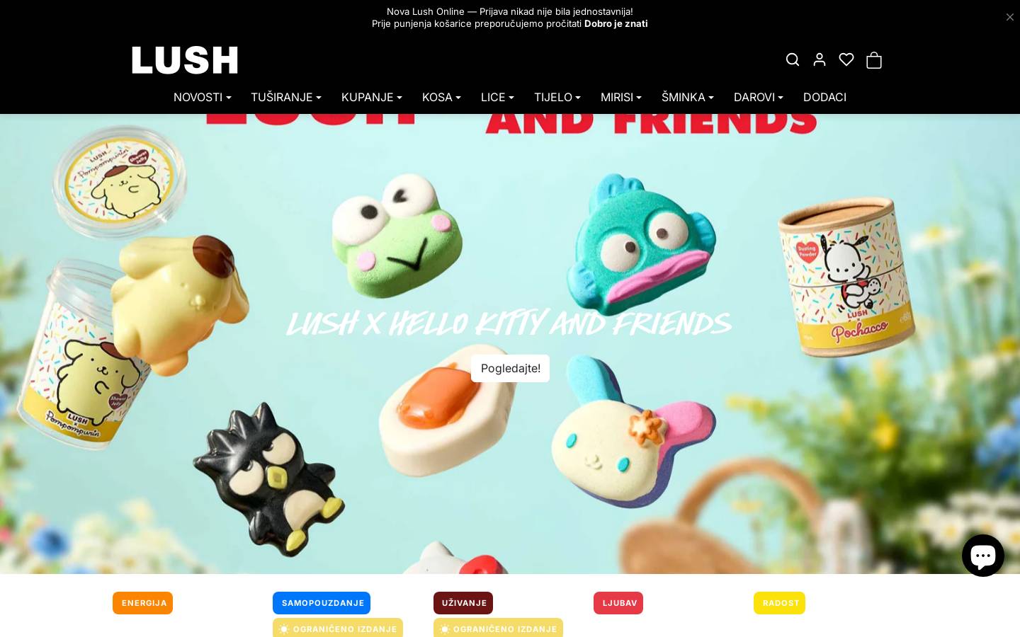 LUSH FRESH HANDMADE COSMETICS North America homepage screenshot