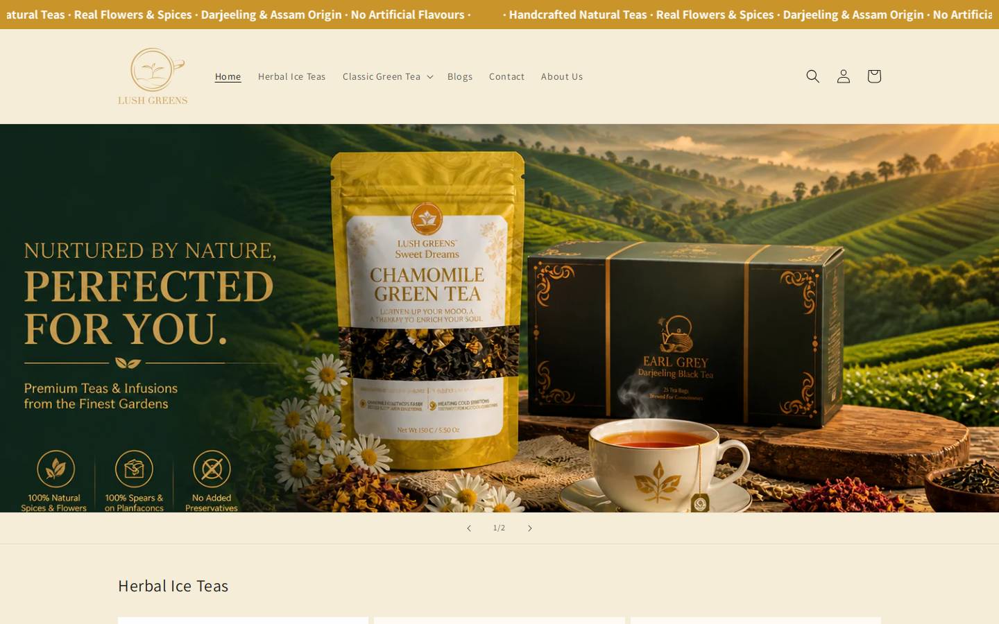 lushgreenstea.com homepage screenshot