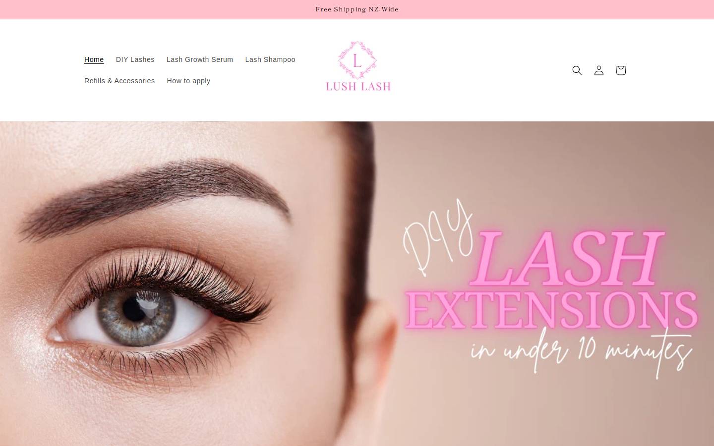 lushlash.co.nz homepage screenshot