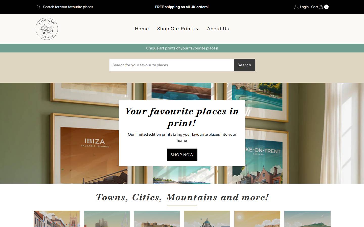 lushviewprints.com homepage screenshot