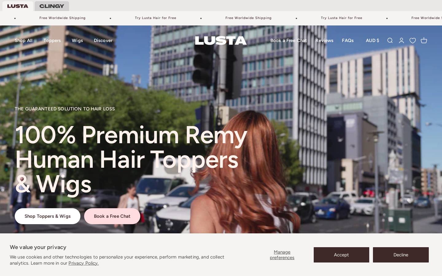 lustahair.com homepage screenshot