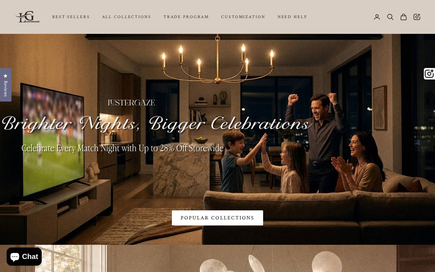 lustergaze.com homepage screenshot