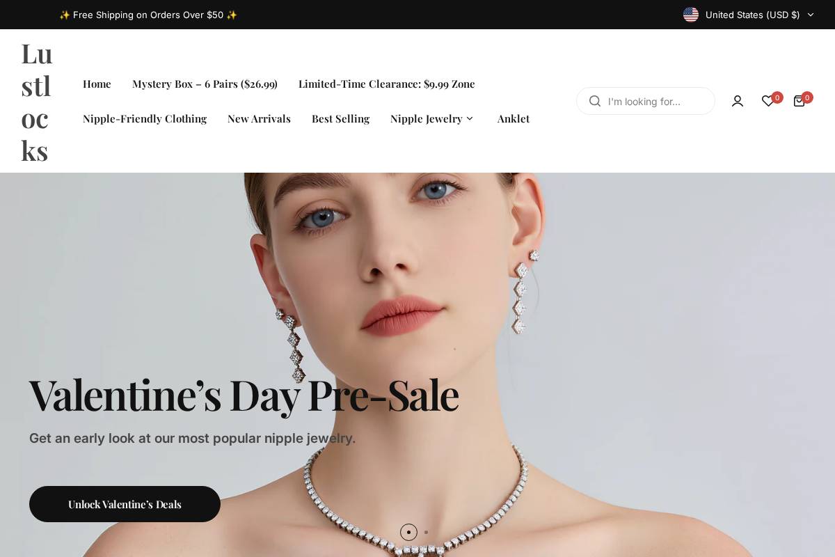 lustlocks.com homepage screenshot
