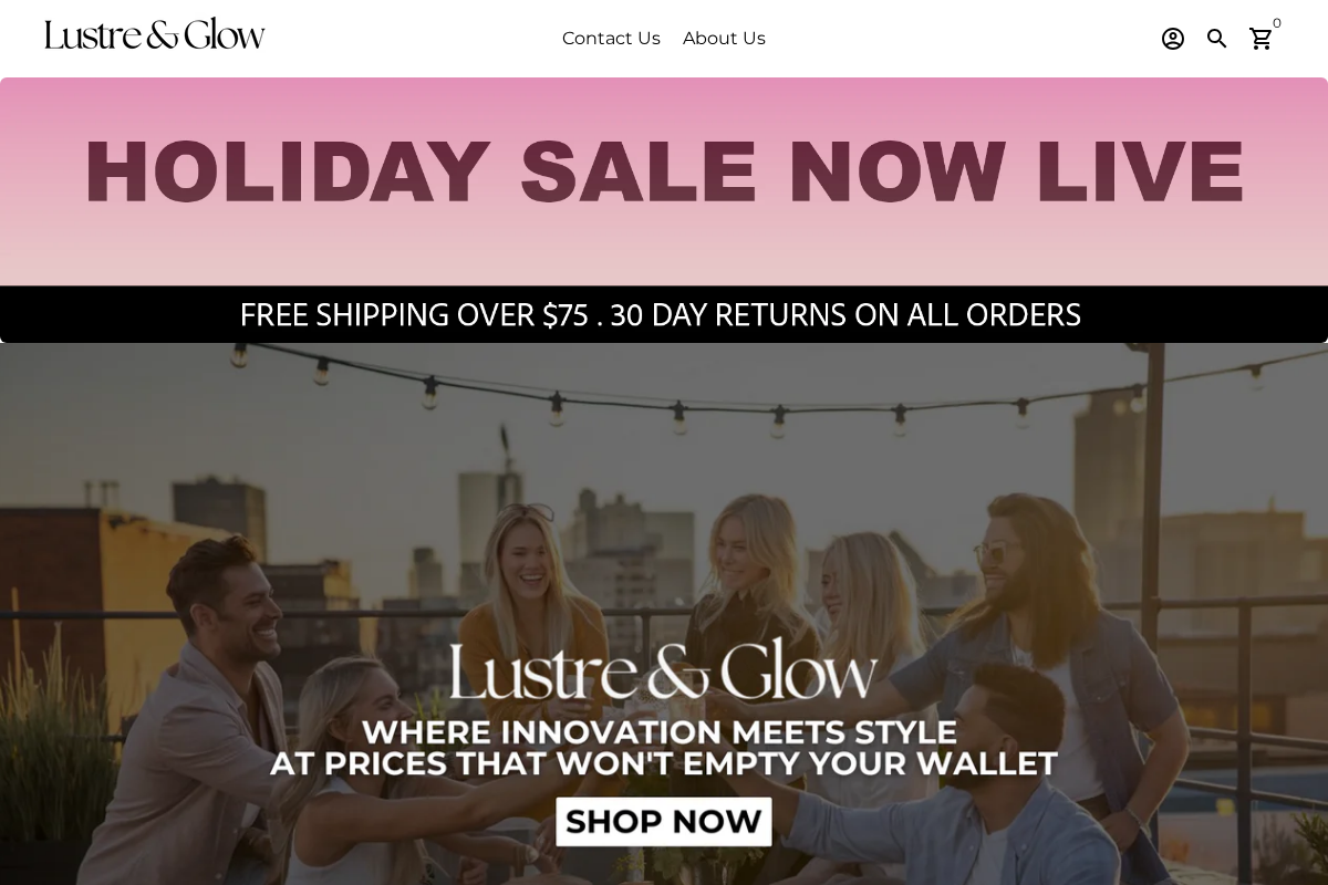 Lustreandglow homepage screenshot