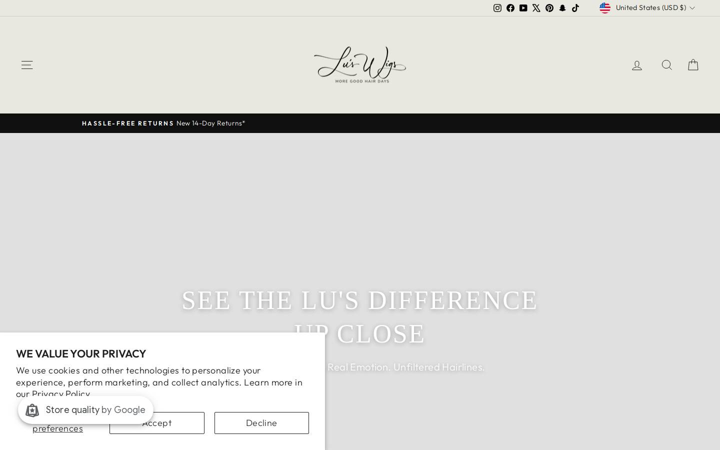 luswigs.com homepage screenshot