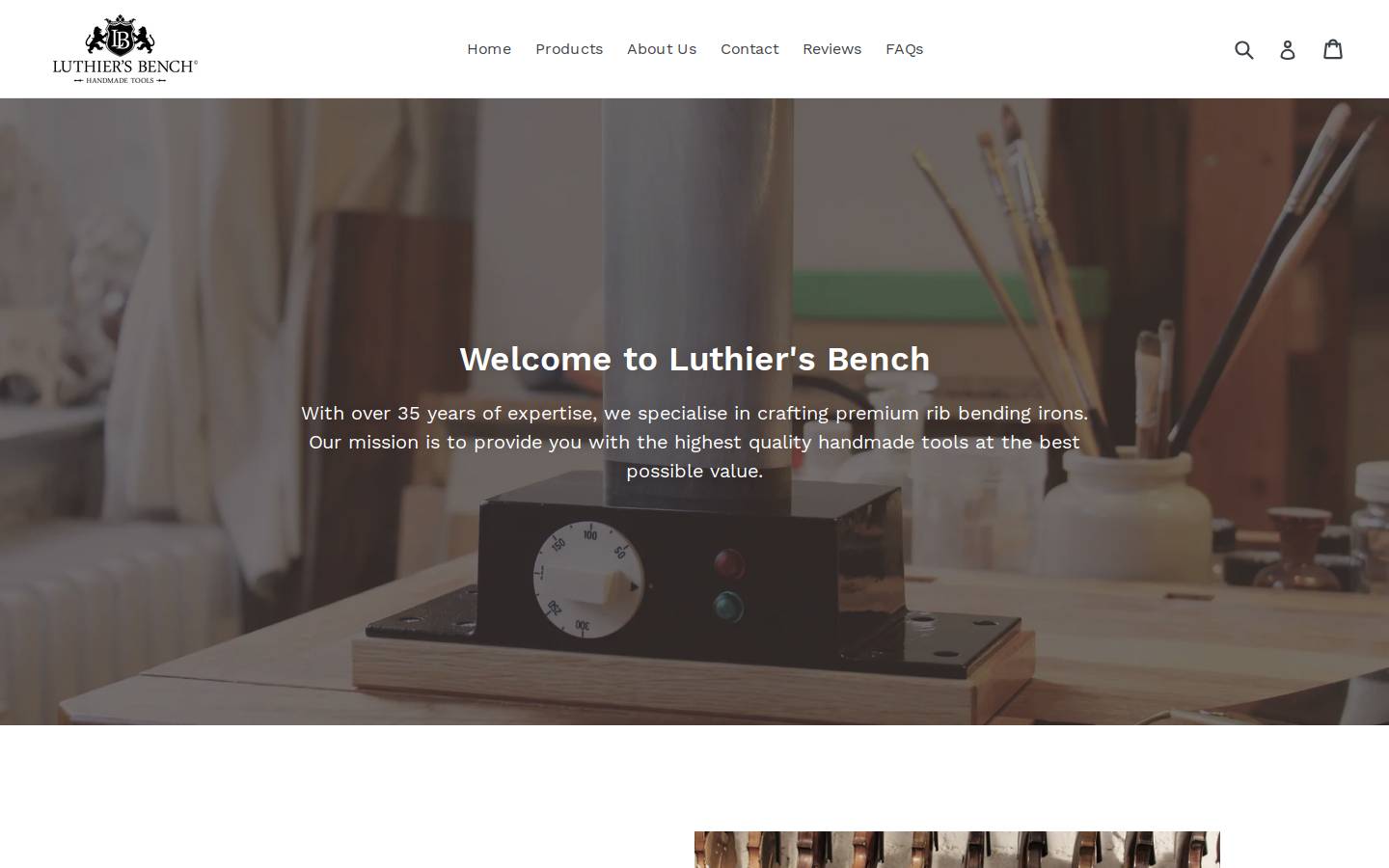 luthiers-bench.com homepage screenshot