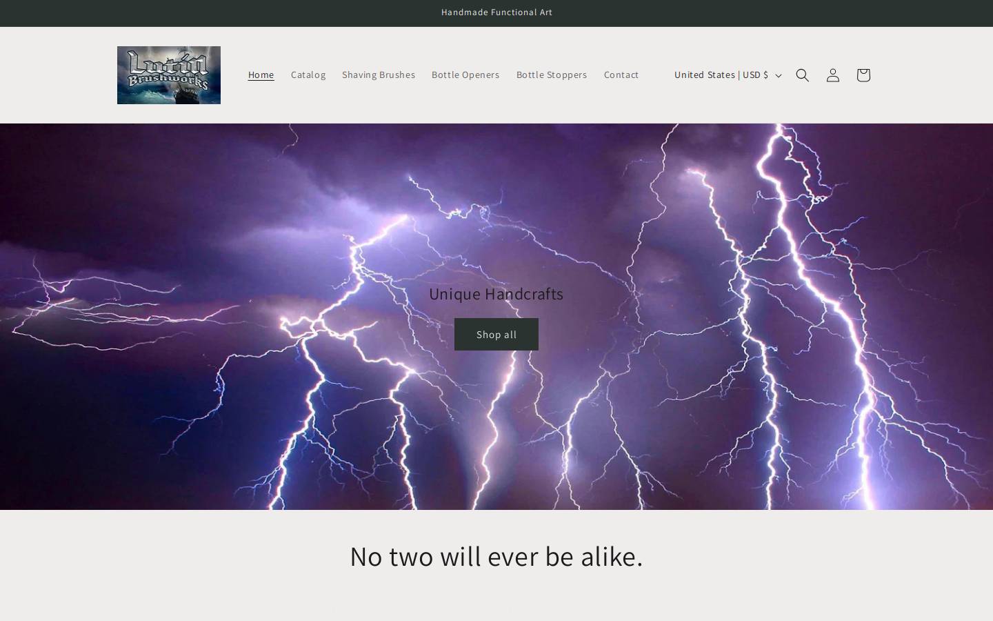 lutinbrushworks.com homepage screenshot