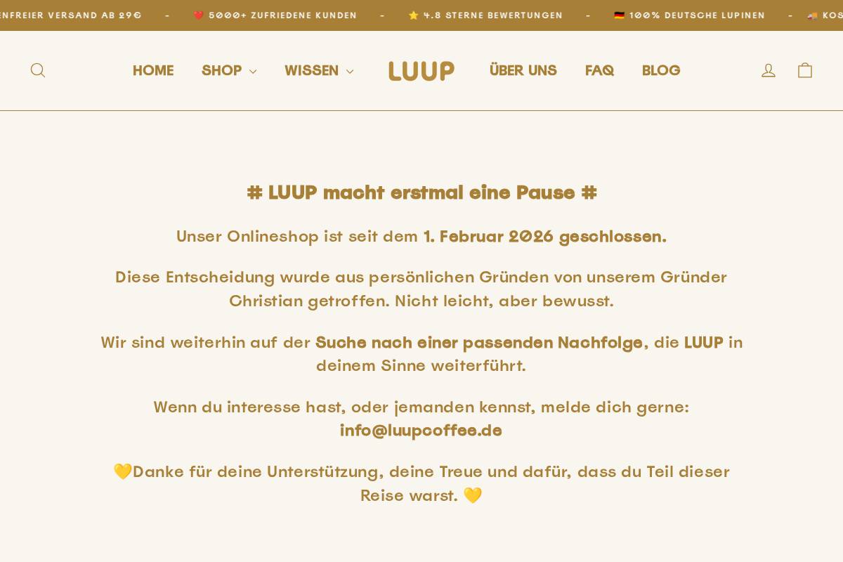 LUUP Coffee homepage screenshot