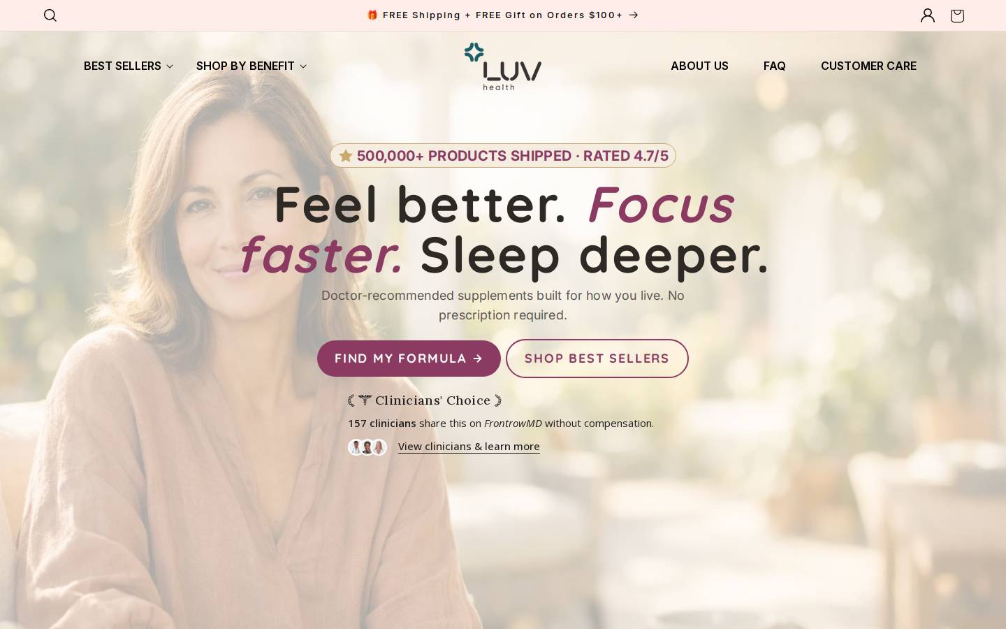 LUV health homepage screenshot