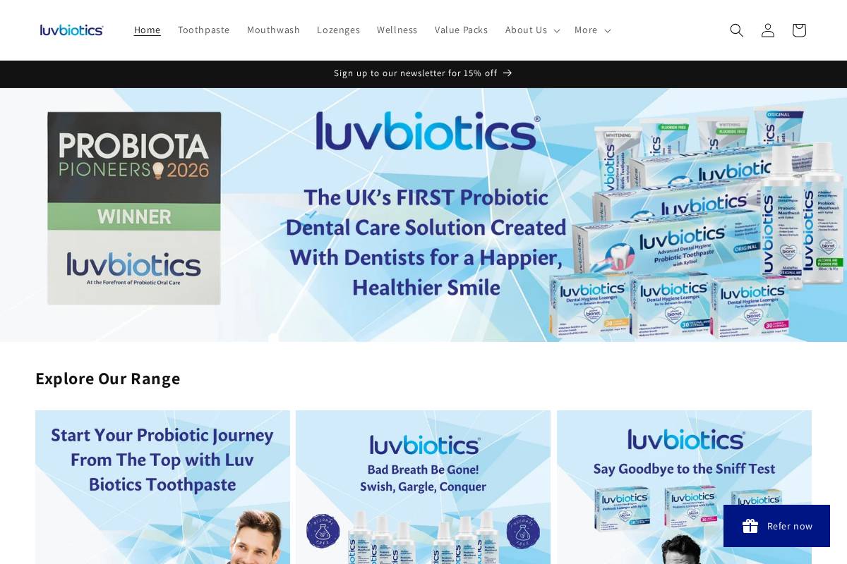 luvbiotics.co.uk homepage screenshot