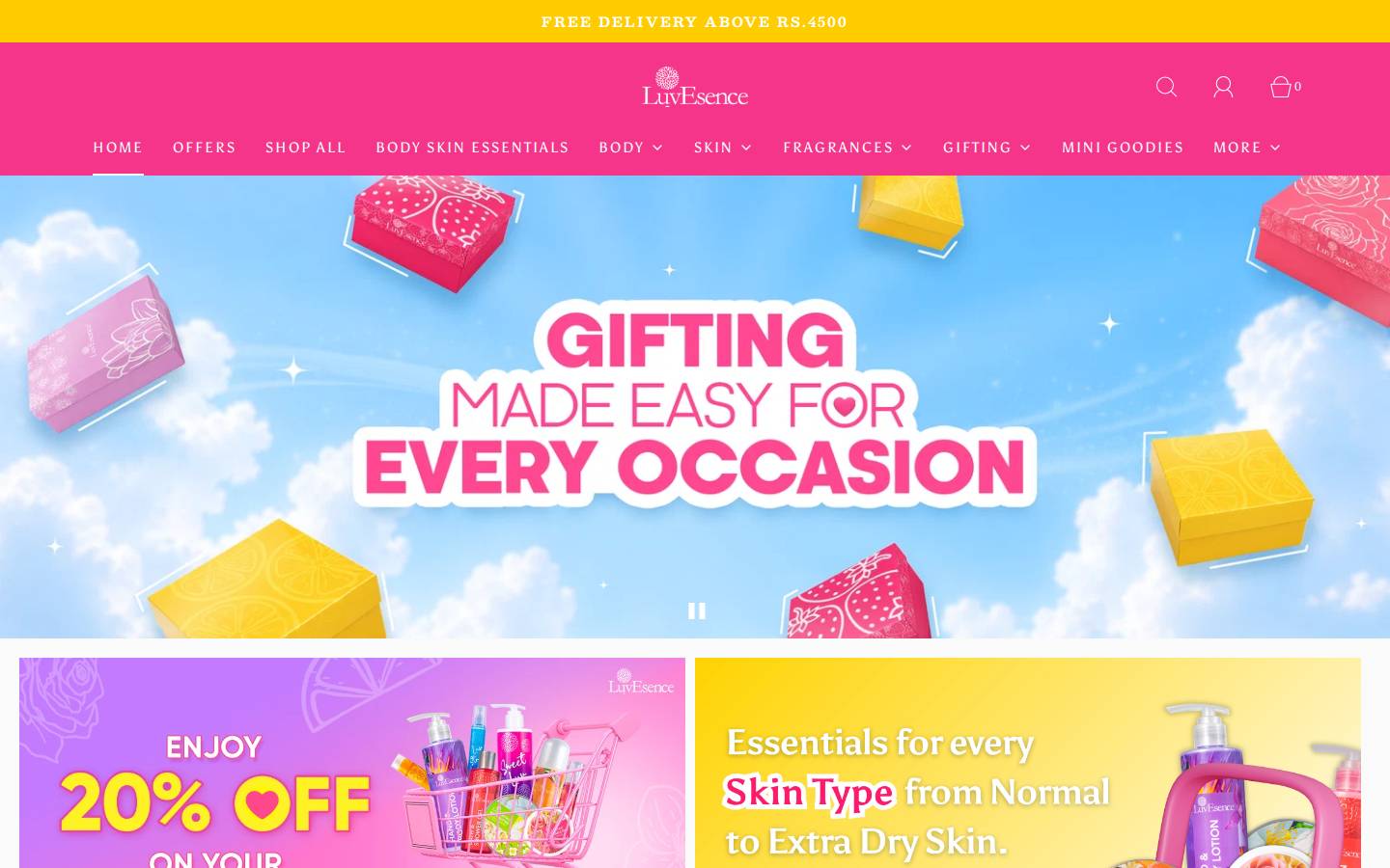 luvesence.com homepage screenshot