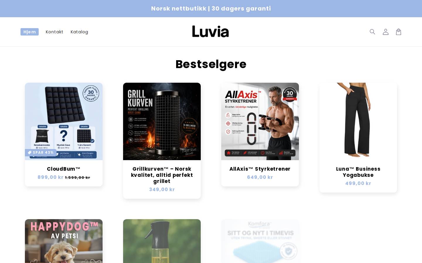 Luvia homepage screenshot