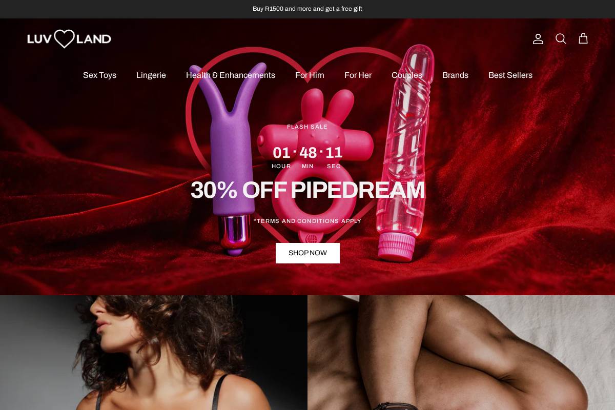 luvland.co.za homepage screenshot