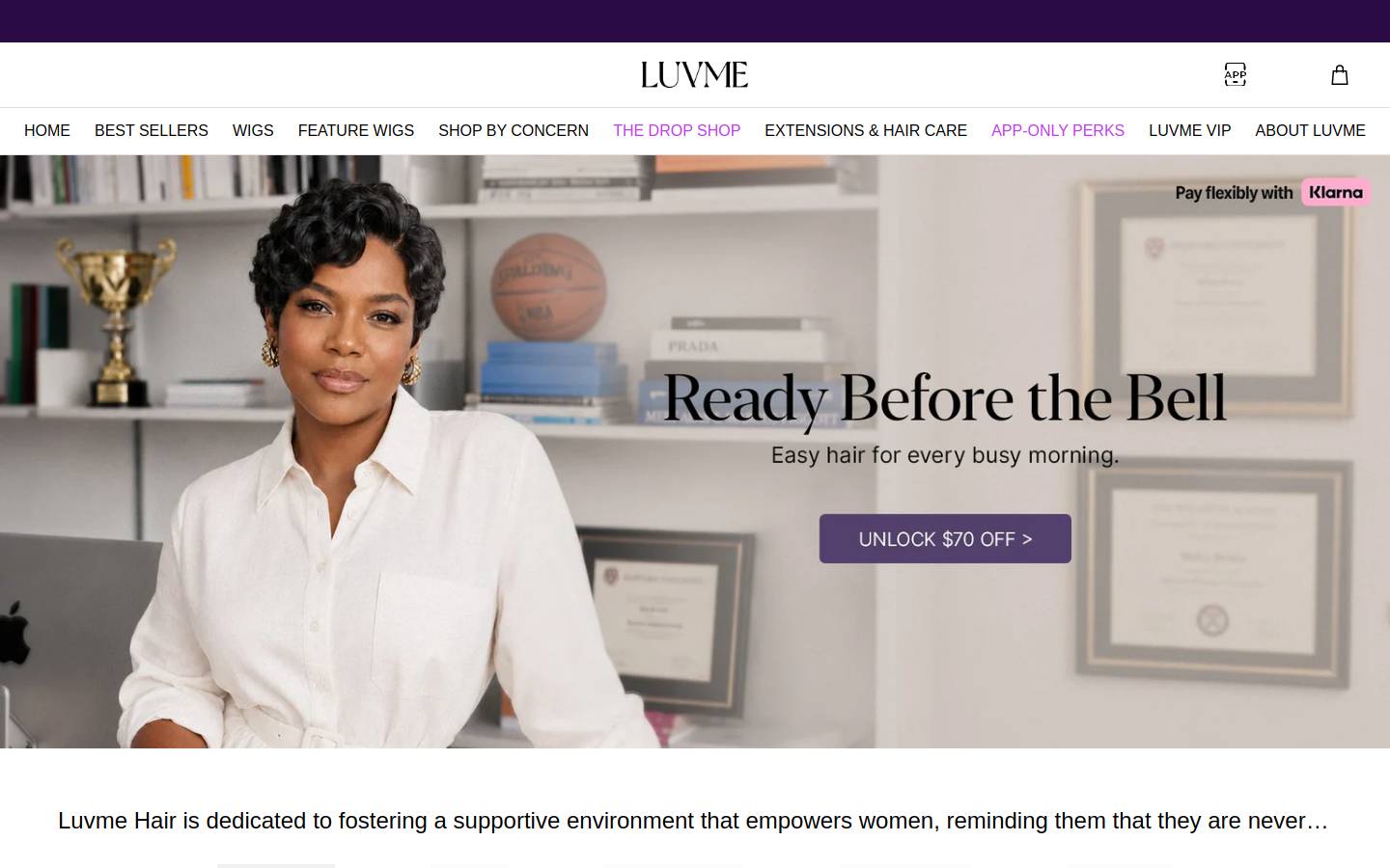 Luvme Hair homepage screenshot