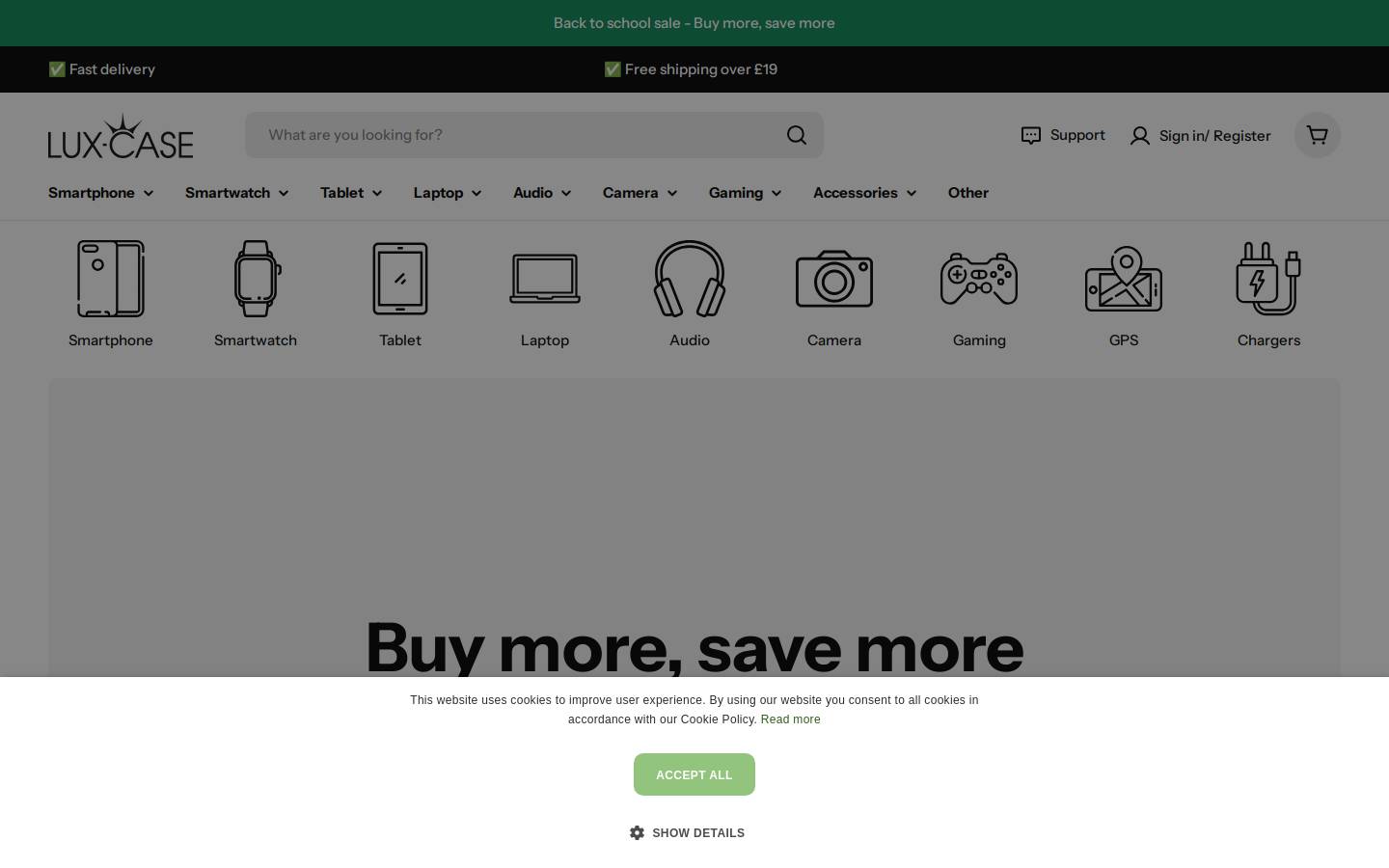 lux-case.co.uk homepage screenshot