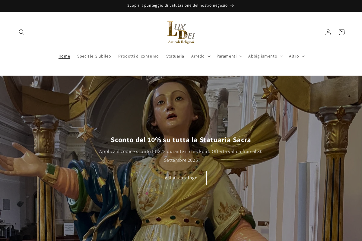 Lux Dei - Vendita Articoli Religiosi homepage screenshot