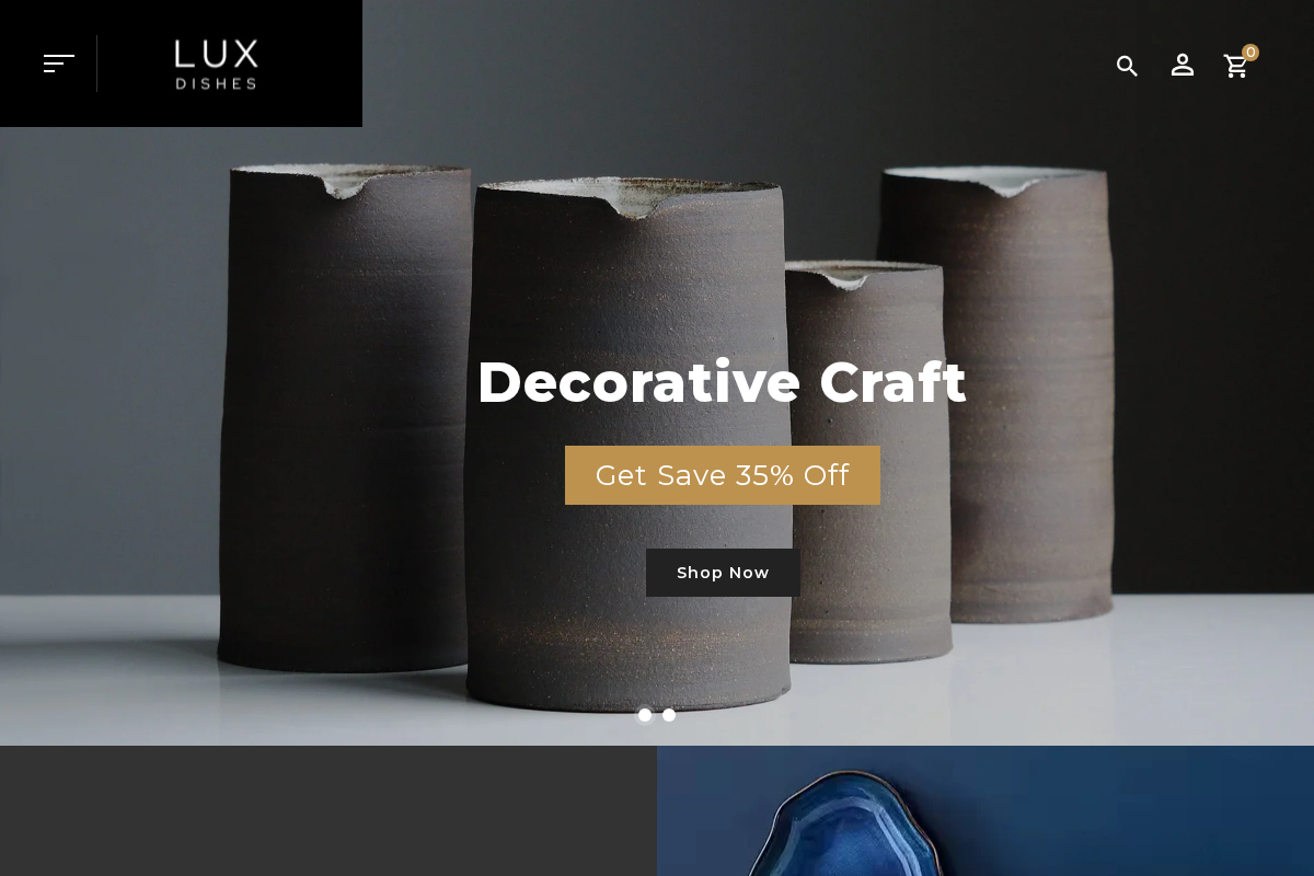 lux dishes homepage screenshot