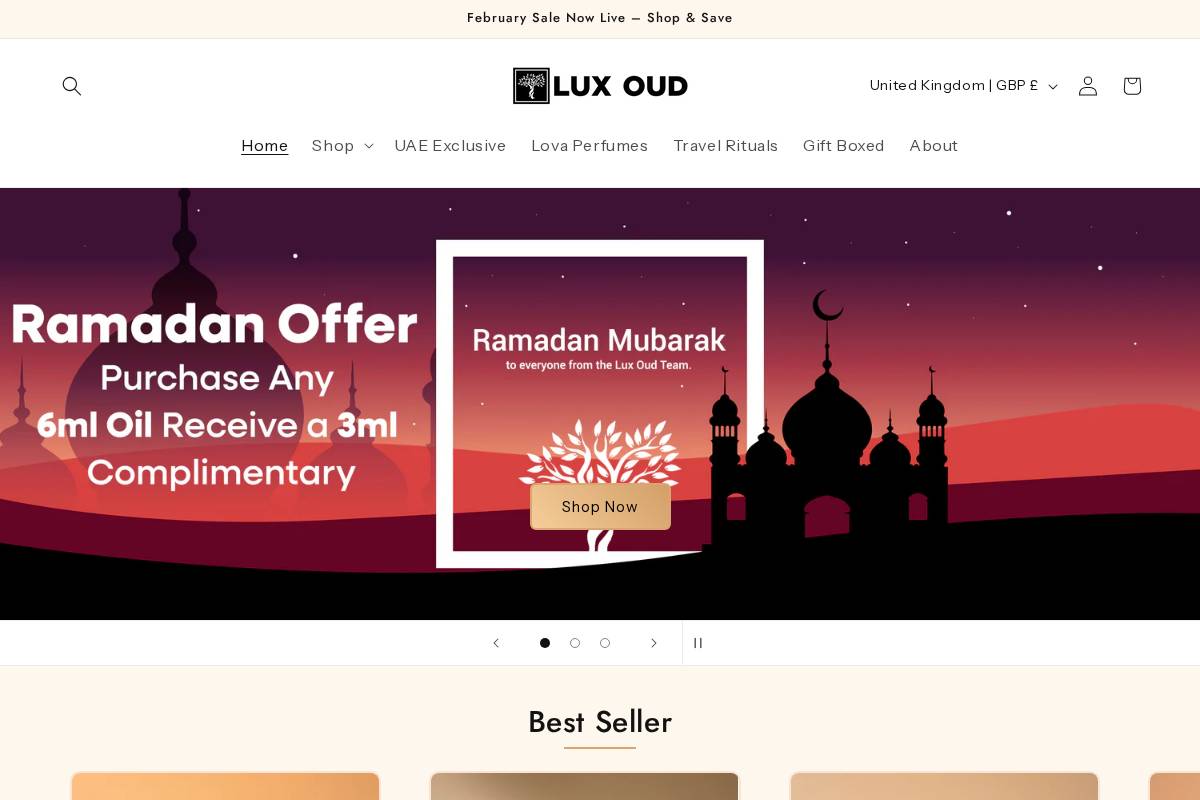 Lux Oud homepage screenshot