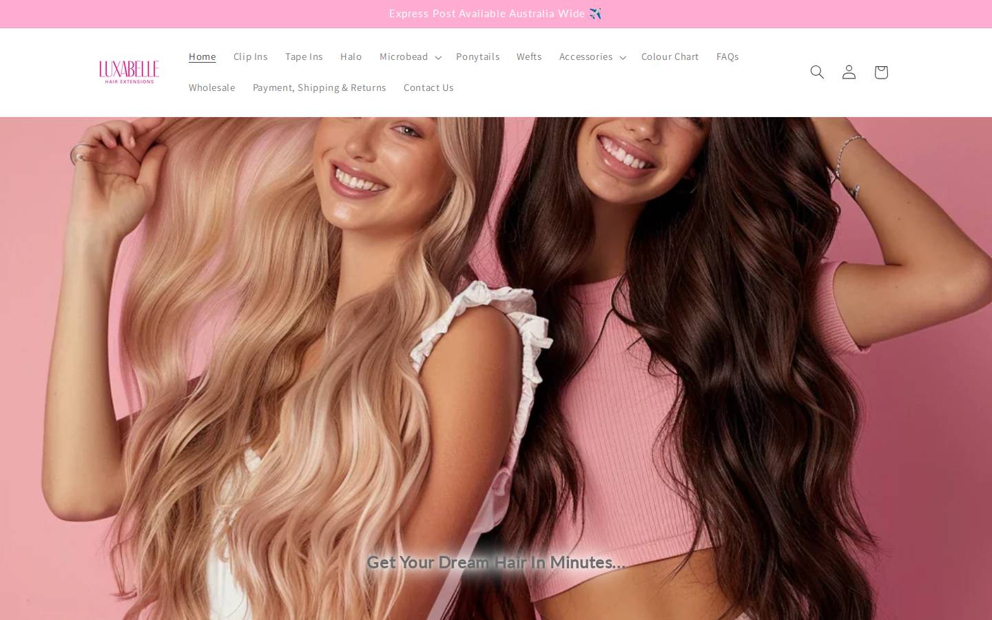 Luxabelle Hair Extensions homepage screenshot