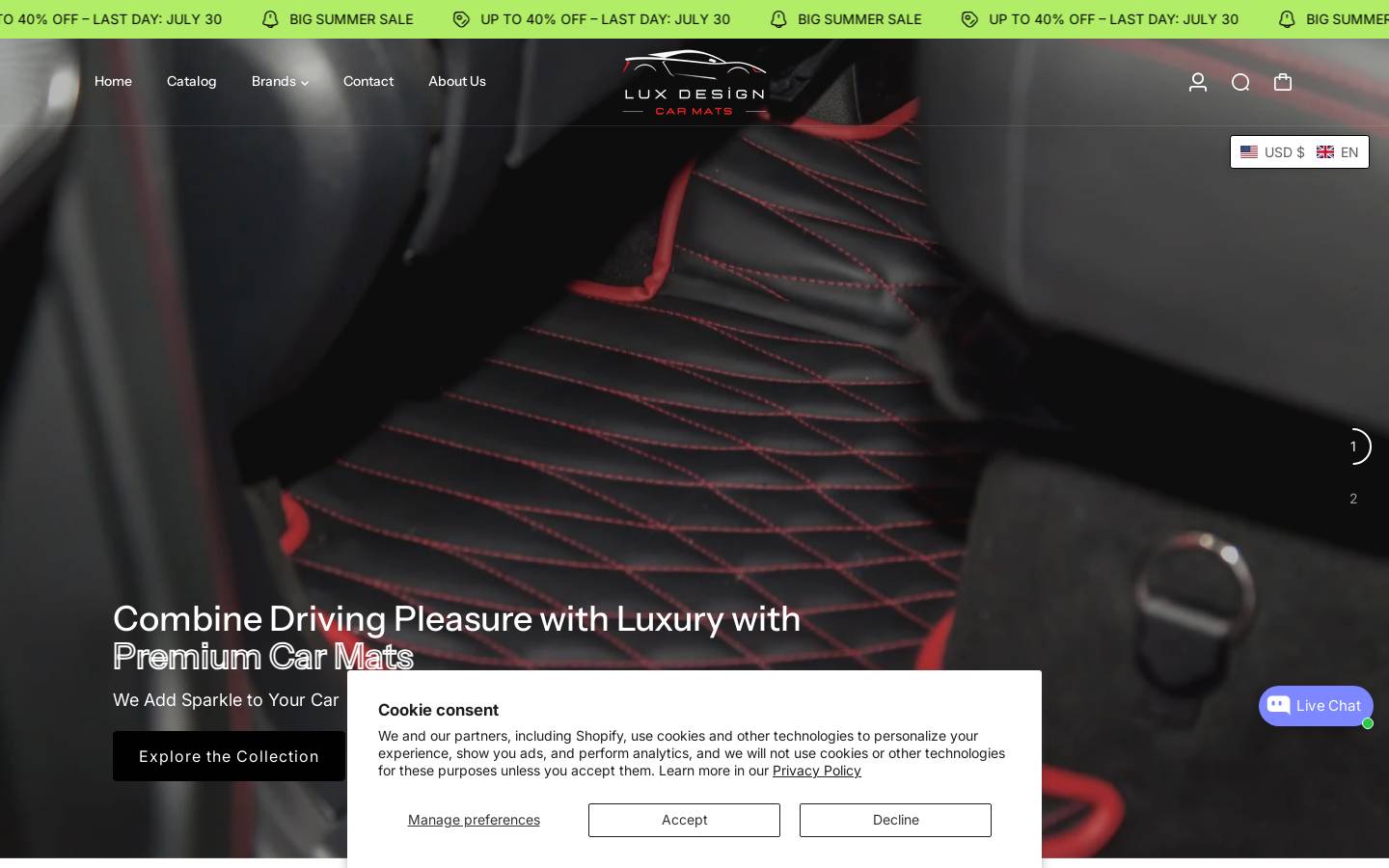 Luxdesigncarmats homepage screenshot