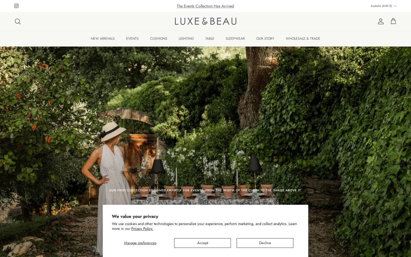 luxeandbeau.com.au homepage screenshot