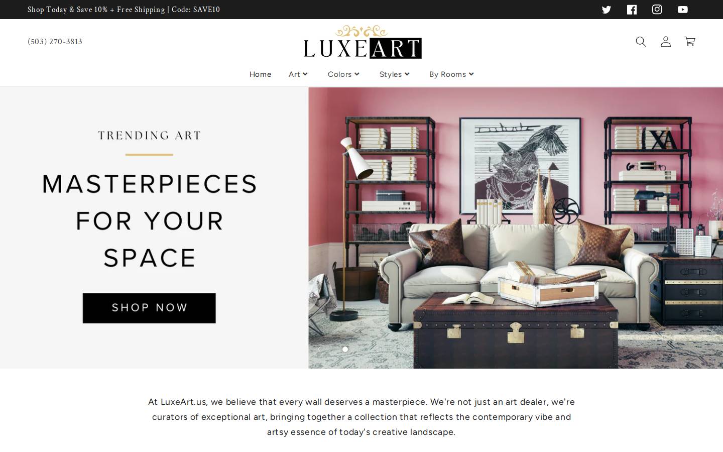 luxeart.us homepage screenshot