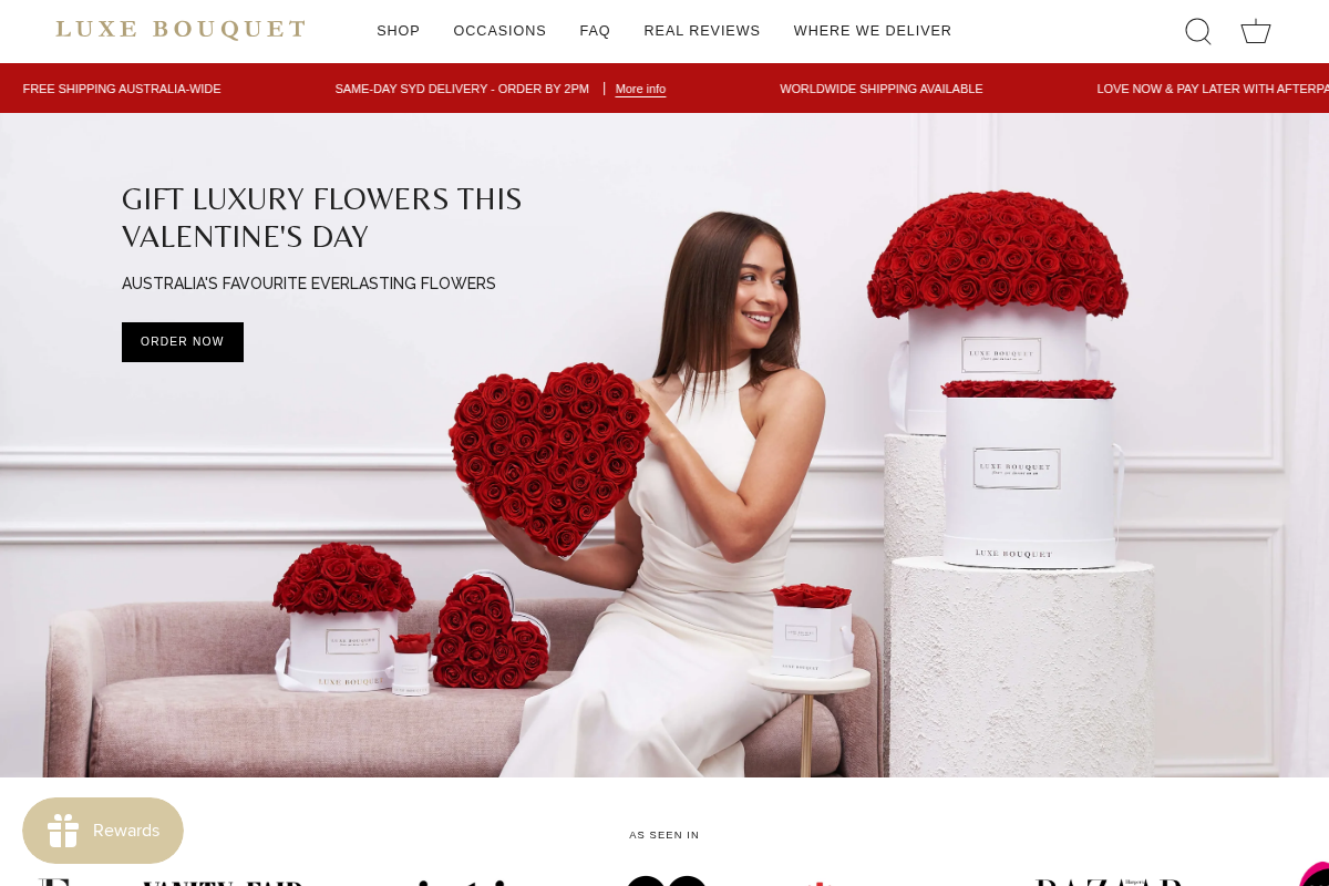 Luxe Bouquet homepage screenshot