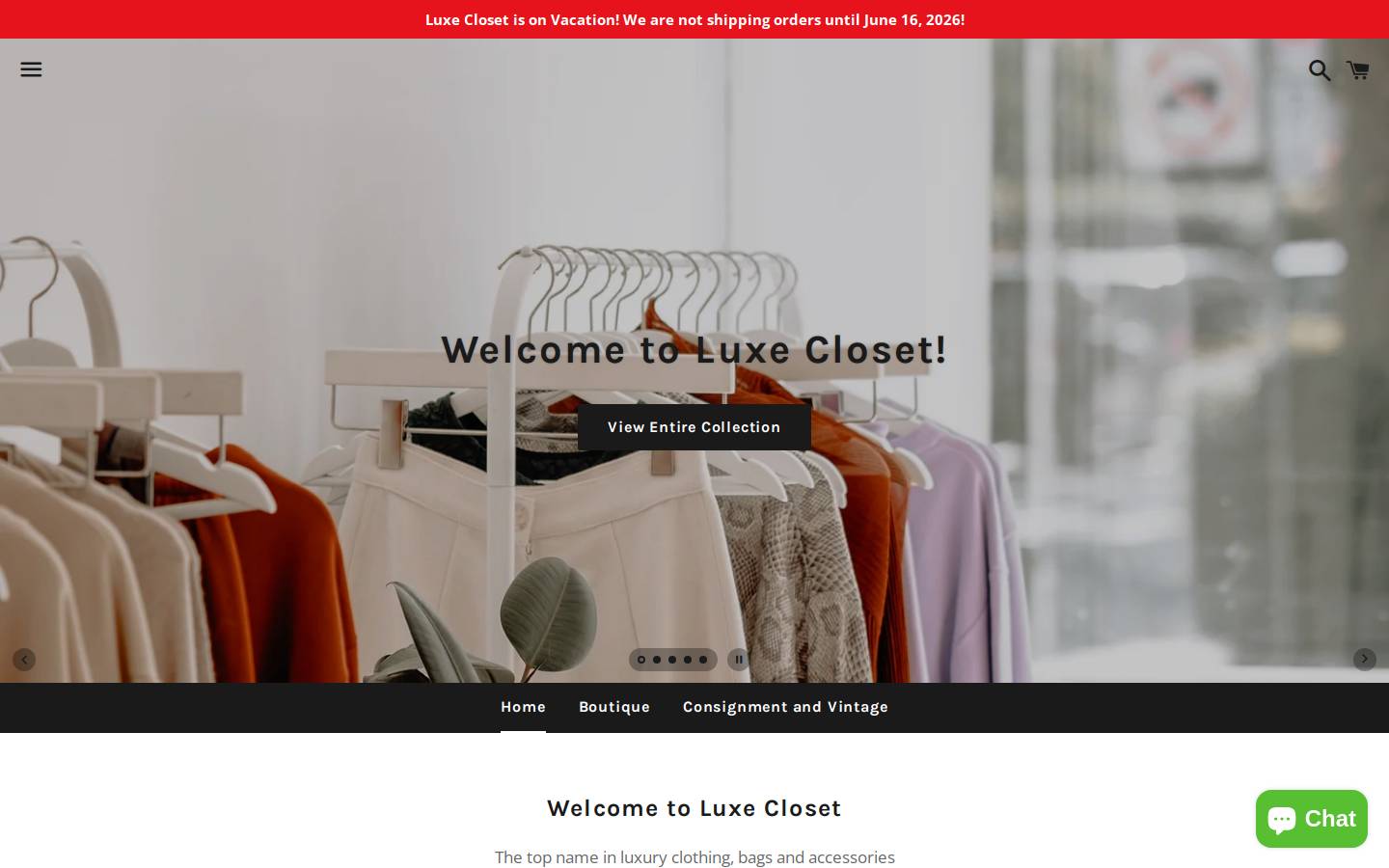 luxecloset.org homepage screenshot