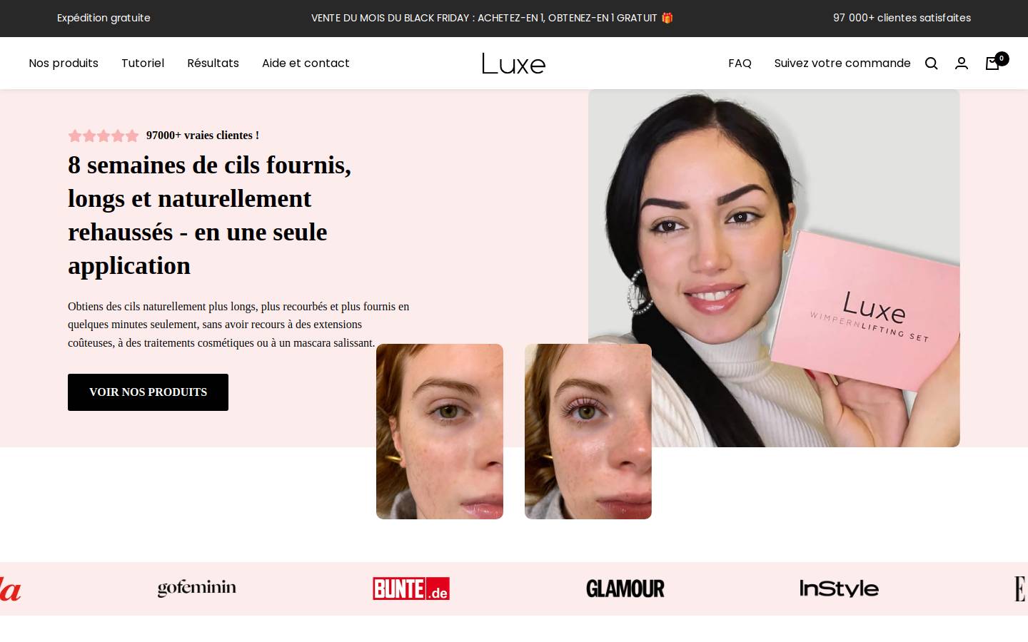 Luxecosmetics homepage screenshot