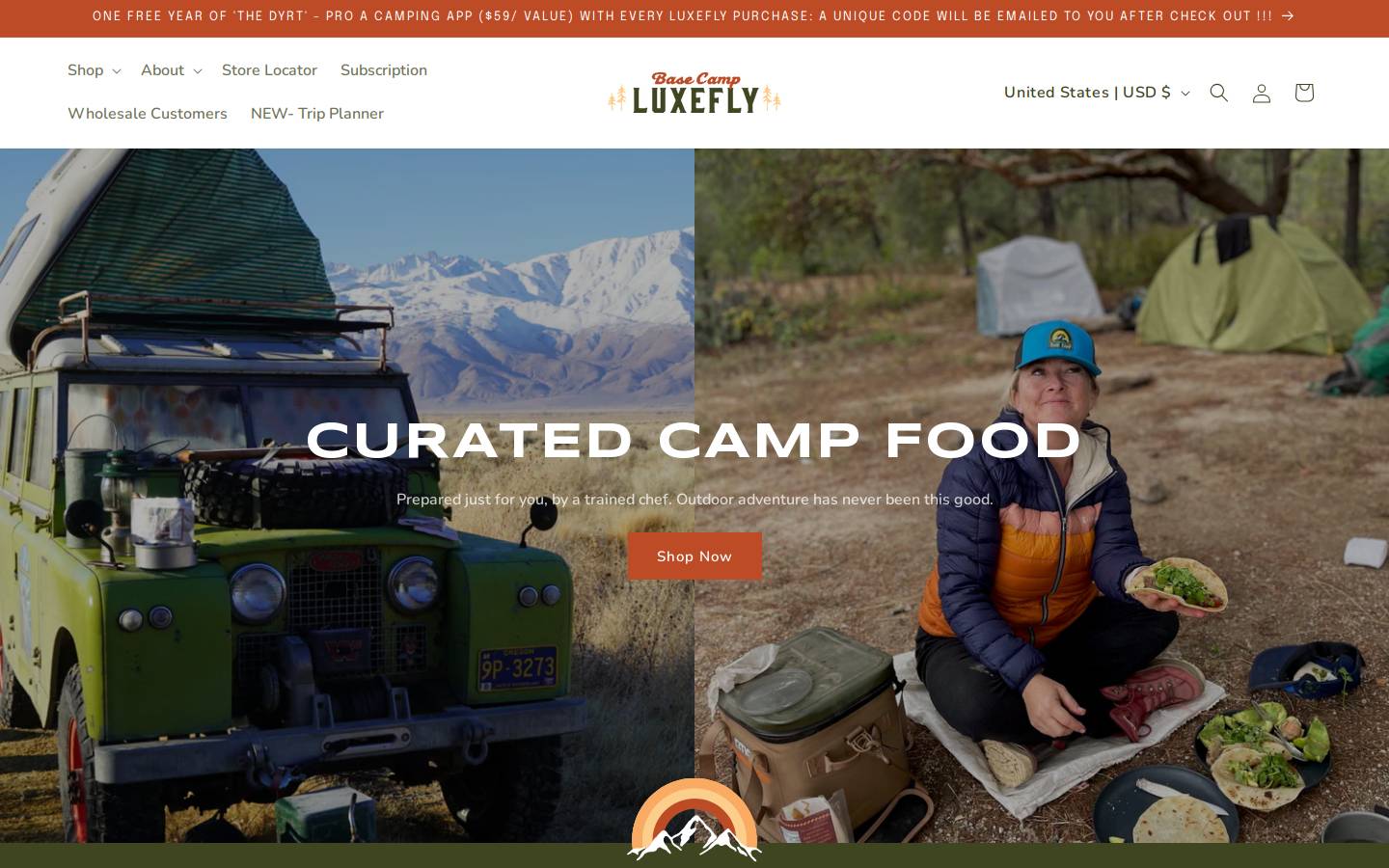 luxeflybasecamp.com homepage screenshot