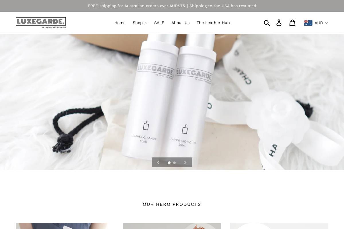 luxegarde.com homepage screenshot