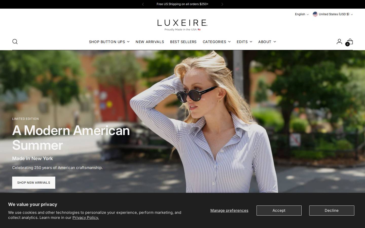 luxeire.com homepage screenshot